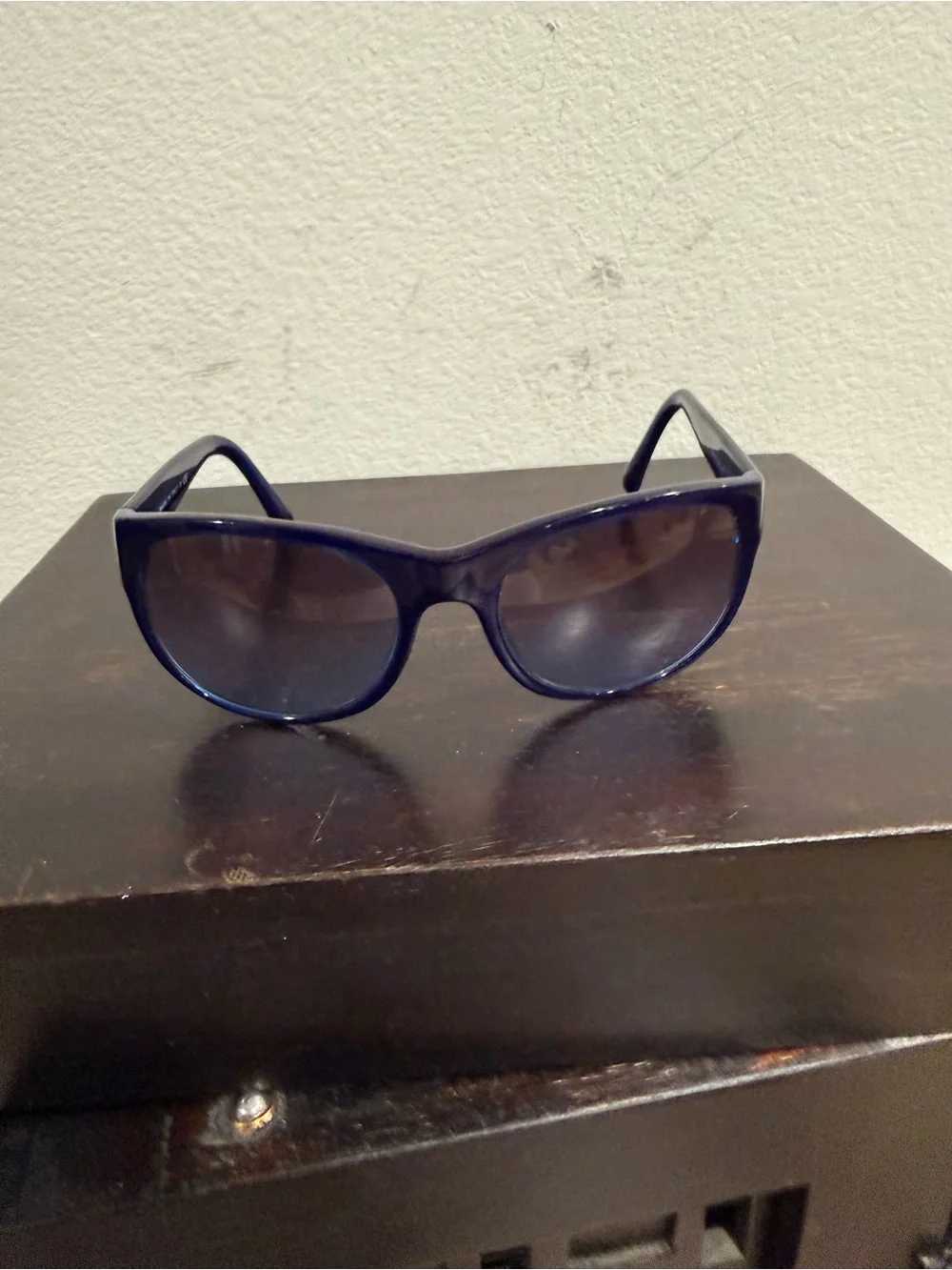 CHANEL Men’s Navy Blue Sunglasses with Silver CC Logo